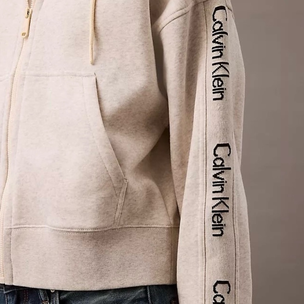 2 PC Calvin Klein LOGO TAPE KNIT FULL ZIP HOODIE & JOGGER SET SZ.M - Picture 3 of 16